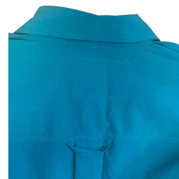 NWOT Y2K MENS GORPCORE GREEN BUTTON DOWN LONG SLEEVE UTILITY SHIRT EPAULETTES - Picture 7 of 8